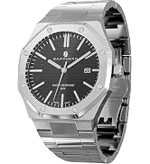 SAPPHERO Watches Men Octagonal Stainless Steel Waterproof Analog Japanese Quartz Wrist Watch Date...
