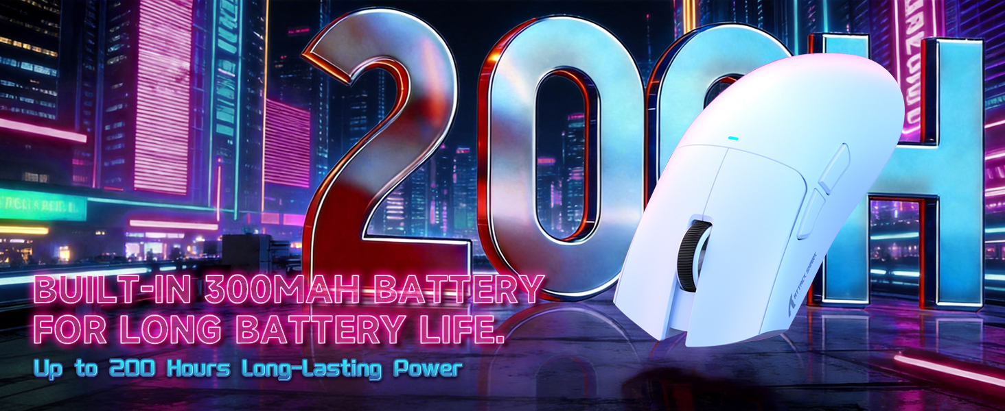 Built-in 300mAh battery for long battery life.
