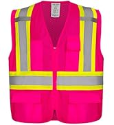 KAYGO High Visibility Safety Vests KG0100, Safety Vests Reflective with Pockets and Zipper,ANSI T...