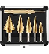 GMTOOLS Step Drill Bit Set, 6 Pcs Titanium High Speed Steel Unibit Drill Bits, Stepped Up Bits & ...