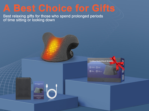 Heated Neck Stretcher for Neck Pain Relief,2000mAh Rechargeable Cervical Traction Device