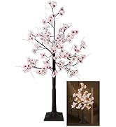 Uieke 4FT Cherry Blossom Tree, 48 Fairy Lights Artificial Lighted Tree for Home Inside Outdoor Sp...