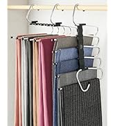 MORALVE Pants Hangers Space Saving - 2 Pack - Non-Slip Multi-Layer Space Saving Hangers - Multifu...
