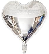 10Pcs Silver Foil Heart Shaped Balloons 18 Inch Heart Mylar Balloons For Baby Shower Wedding Vale...