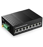 Binardat 8 Port Gigabit Din Rail Industrial Ethernet Switch, 8 Ports 10/100/1000Mbps, Fanless Wal...