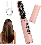 Cordless Hair Straightener Brush, 500M Negative Ions Fast Heating Straightening Comb, Rechargeabl...