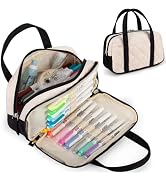 2 Compartment Pencil Case For Girls,Zipper Pencil Bag With Handle, Large Capacity quilting Pencil...