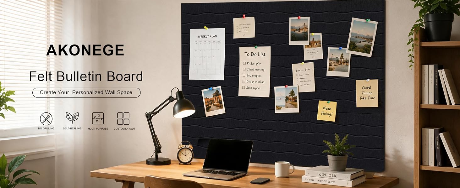 Felt Bulletin Board Tiles 12 Pack, 48" x 36" Cork Board Alternative