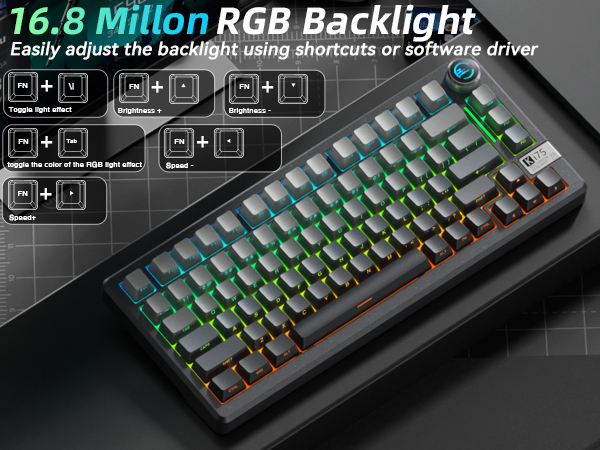 RGB Backlit Side-Printed PBT Keycaps mechanical keyboards rgb pc keyboard with knob
