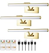 maylit 3 Pack Picture Lights for Wall, Rechargeable Battery Operated Art Light, Cordless Accent L...