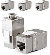 VCE RJ45 Cat8 Shielded Keystone Jack, 40Gbps 180-Degree Easy Toolless Modular Jack PoE for 22 to ...