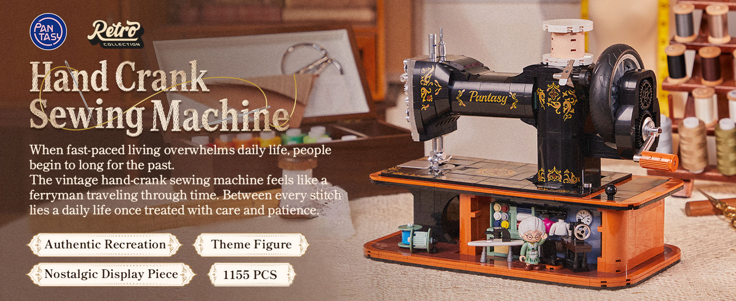 Vintage Hand Crank Sewing Building set