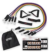 SPRI Resistance Band Kit (5 Exercise Bands, Ankle/Wrist Strap, Door Anchor, Foam Padded Handles, ...