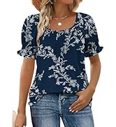WIHOLL Womens Short Sleeve Square Neck Summer Tops Dressy Casual Blouses Trendy Clothes 2026