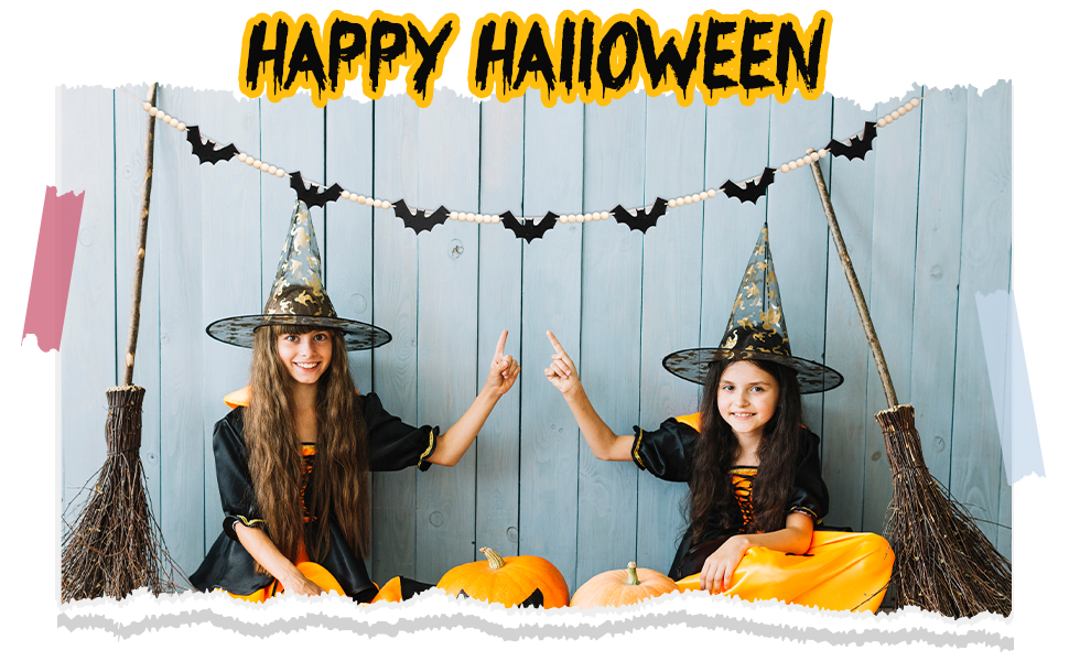 Halloween felt bats bead garland