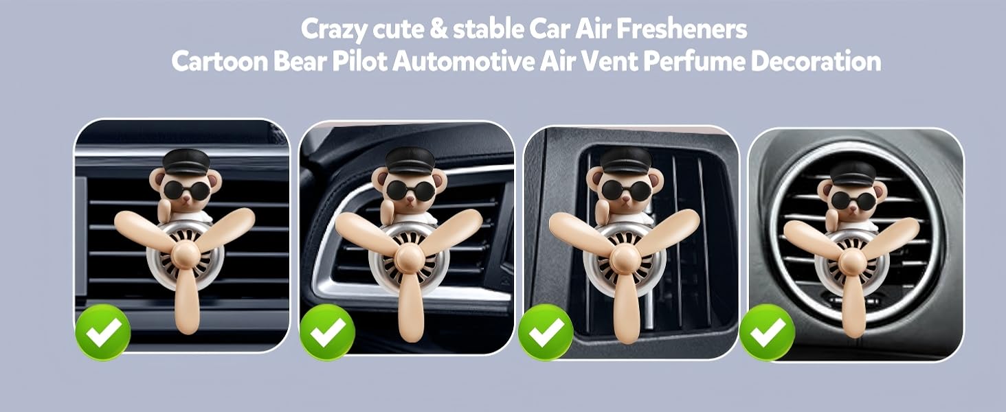 Car Air Fresheners Vent Clip Cute Bear Pilot New Car Scent Automotive AC Decoration