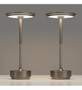 TBBGA 2 Pack Rechargeable Cordless Table Lamps, Portable 5000mAh Battery Table Light, 3 Color Ste...