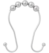 Kenney KN67123 Rust-Resistant Gliding Metal Beaded Shower Curtain Rings with Double Hanging Hooks...