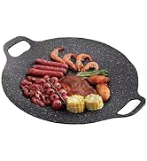 Grill pan,grill pan for indoor cooking,grill pans for stove tops,15" Round BBQ Griddle for Induct...