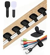 AGPTEK 80Pcs Self-Adhesive Cable Ties, Hook and Loop Cable Straps, Black | Cable Management Under...