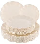 LIYH 24pcs Plastic Plates Reusable,Unbreakable Dinner Plates, Scalloped Plastic Plates, Microwave...