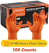 ANBOSON 10mil Nitrile-Gloves Disposable-Orange Chemical-Resistant Rubber - Mechanic Gloves Heavy ...