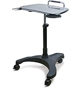 EHO Mobile Laptop Standing Desk Carts on Wheels, Pneumatic, Height Adjustable Rolling Stand, Sit ...