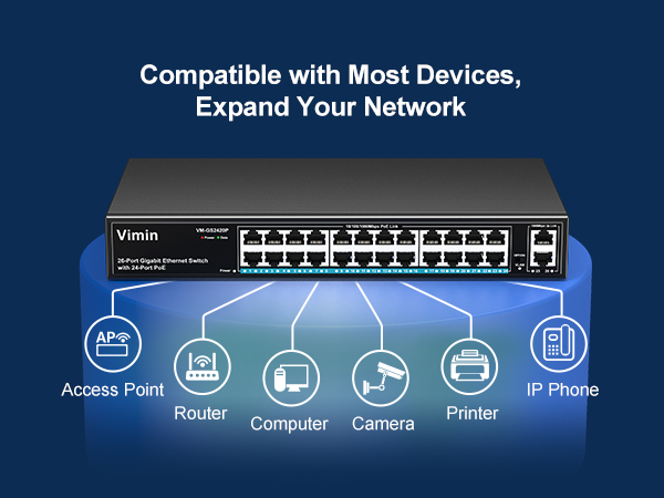 26 port gigabit poe switch with 2 uplink port