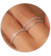 TOSGMY Gold Silver Rings for Women Non Tarnish Stackable Thin Gold Ring 18K Gold Plated Dainty Ri...