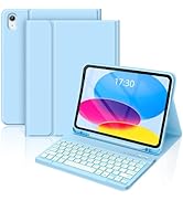 FUWANG for iPad 10th Generation Case with Keyboard 10.9 inch 2022- Detachable 7 Colors Backlit Wi...