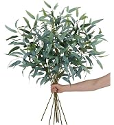 GTIDEA 8 Pack 37.5" Artificial Eucalyptus Stems, Faux Eucalyptus Branches Fake Greenery Leaves fo...
