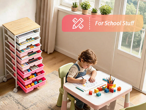 Goovilla classroom storage cart,stores paintbrushes, blocks and textbooks for a neat learning space