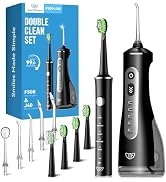 JTF Electric Toothbrush with Water Flosser Combo: 2-in-1 Portable Oral Clean Kit for Effective Ye...