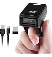 JRHC 1D 2D Finger Barcode Scanner, Mini Wearable Ring 2.4G Wireless & USB Wired & Bluetooth Scann...