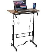 SIDUCAL Standing Desk Height Adjustable with Tiltable Tabletop, Rustic Brown