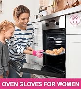 Oven Gloves with Fingers, Oven Mitts for Women Small Hands, 932? Heat Resistant Silicone Non-Slip...