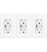 Greencycle 20 Amp GFCI Outlet with USB C & USB A Ports, 3PK Self Test GFCI Electrical Outlet Comb...
