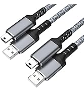 Mini USB Cable (3.3ft+6ft 2 Pack) USB 2.0 to Mini B Male Charger Cord Durable USB Mini to USB Cha...