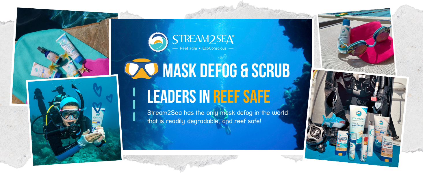 stream2sea reef safe scuba diver mask defog mask scrub