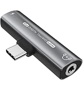 USB C Headphone Adapter, 2 in 1 USB C to 3.5mm Headphone Jack HiFi DAC with 27W Fast Charging Don...