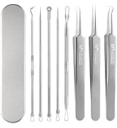 FEITA Blackhead Remover Comedone Extractor Tool, Face Black Head Needle & Curved Tip Acne Tweezer...