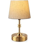 ONEWISH Small Cordless Lamp, Battery Operated Table lamp Dimmable, 4000mAh Rechargeable, Touch Be...