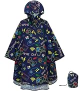 WAWSAM Lightweight Rain Poncho Kids, Ponchos for Kids Waterproof Reusable Hooded, Kids Poncho Rai...