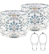 GO&SO 2pcs Medium Drum Lamp Shade Height 10inch Floral Lampshdes, with 8inch Lamp Lamp Harp Detac...