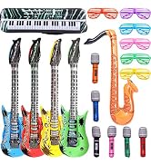 GuassLee Inflatable Rock Star Toy Set, 18 Pack Inflatable Party Props - 4 Inflatable Guitar, 6 Mi...