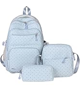 CEUTNIZ Polka Dot Backpack Kawaii Coquette Nylon Backpack Cute Aesthetic Back Pack Set 3Pcs Fashi...