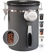 Veken Coffee Canister with Window,Gifts for Dad,Airtight Stainless Steel Kitchen Food Storage Con...