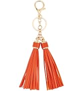 CALFOVERA 7.5 Inch PU Leather Tassel Keychains for Women Leather Key Ring Charms Car Keychain Hol...