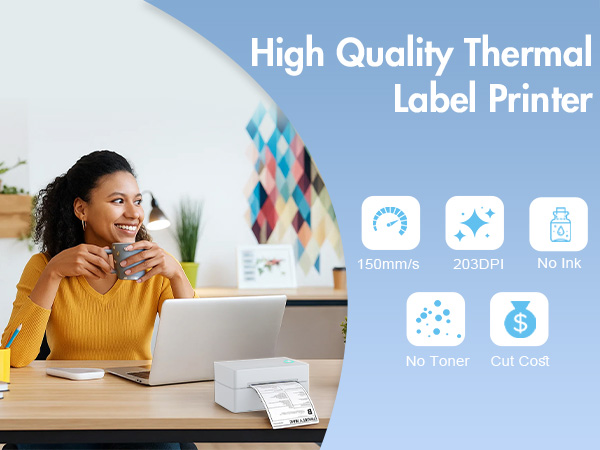 Bluetooth Thermal Shipping Label Printer,4x6 Wireless Mini Clear Label Maker