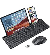 PEIOUS Bluetooth Keyboard and Mouse Compatible for Mac and Windows, Rechargeable Multi Device Key...